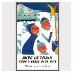 affiche ski, affiches ski, affiche montagne, affiches montage, affiches voyage montagne, affiches voyage en train, art antiquits, art antques, art arts, 