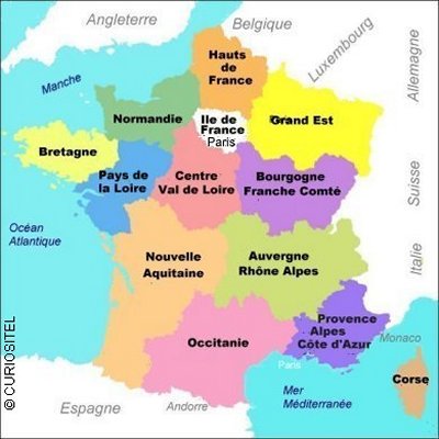 Carte de France, Cart des Rgions de France, Art, Antiquits