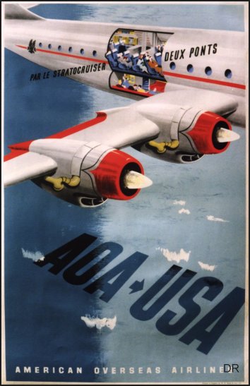 affiche ancienne, AOA, American Overseas Airlines